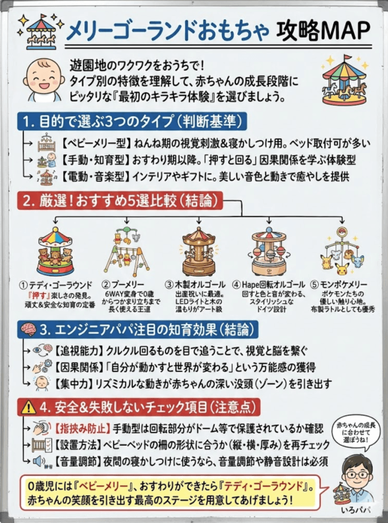 メリーゴーランドのおもちゃおすすめ5選｜0歳からの出産祝いにも最適なのは？【おうちで遊べる】をわかりやすく説明した画像