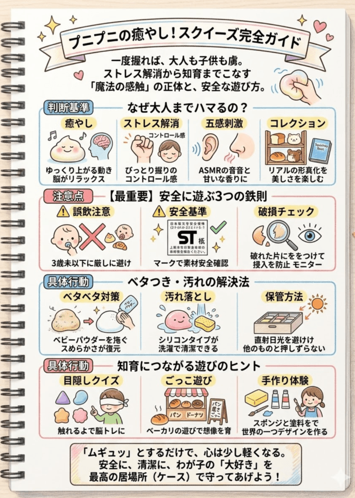 【スクイーズって何?】どこで売ってる?人気種類から安全性、手作り方法をわかりやすく説明した画像
