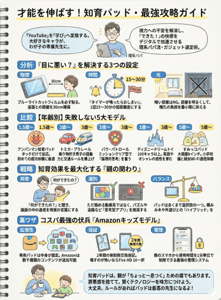 知育パッドおすすめ5選|目に悪い?パパが正直比較【1歳半〜4歳】をわかりやすく説明した画像