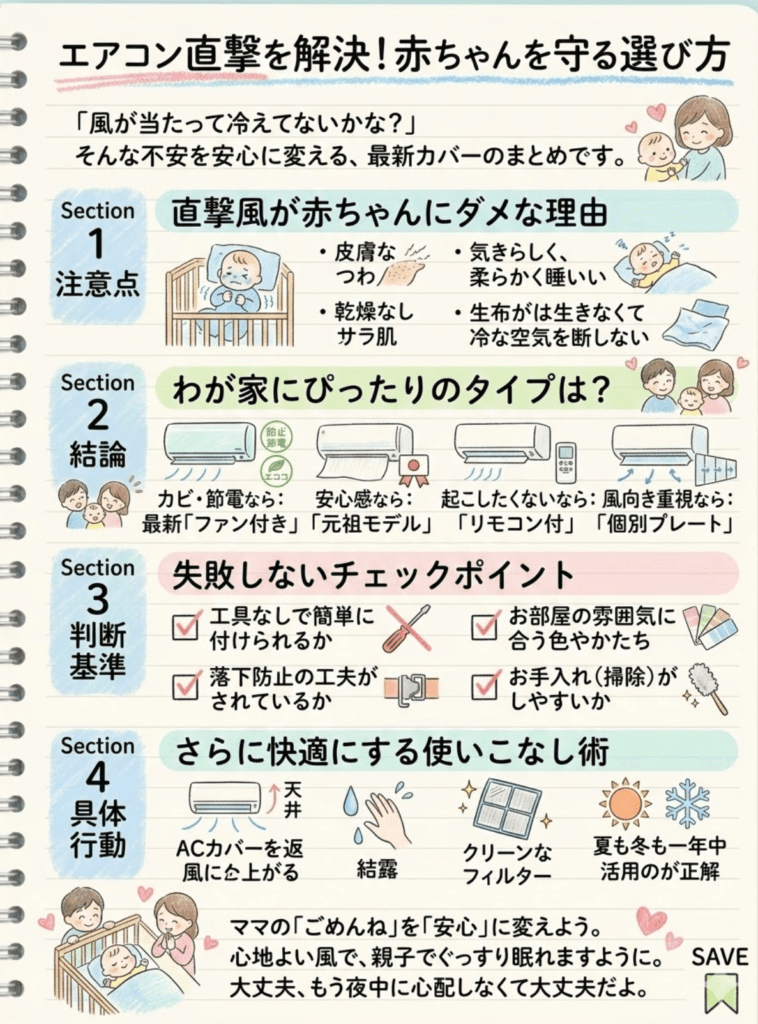 【エアコン風よけ赤ちゃん向け】ベビーベッドへの直撃風を防ぐ!おすすめ人気カバー4選【2026年最新】をわかりやすく説明した画像