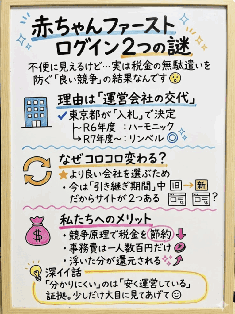 赤ちゃんファーストにログインできないのが起きる原因を分かりやすく説明した図