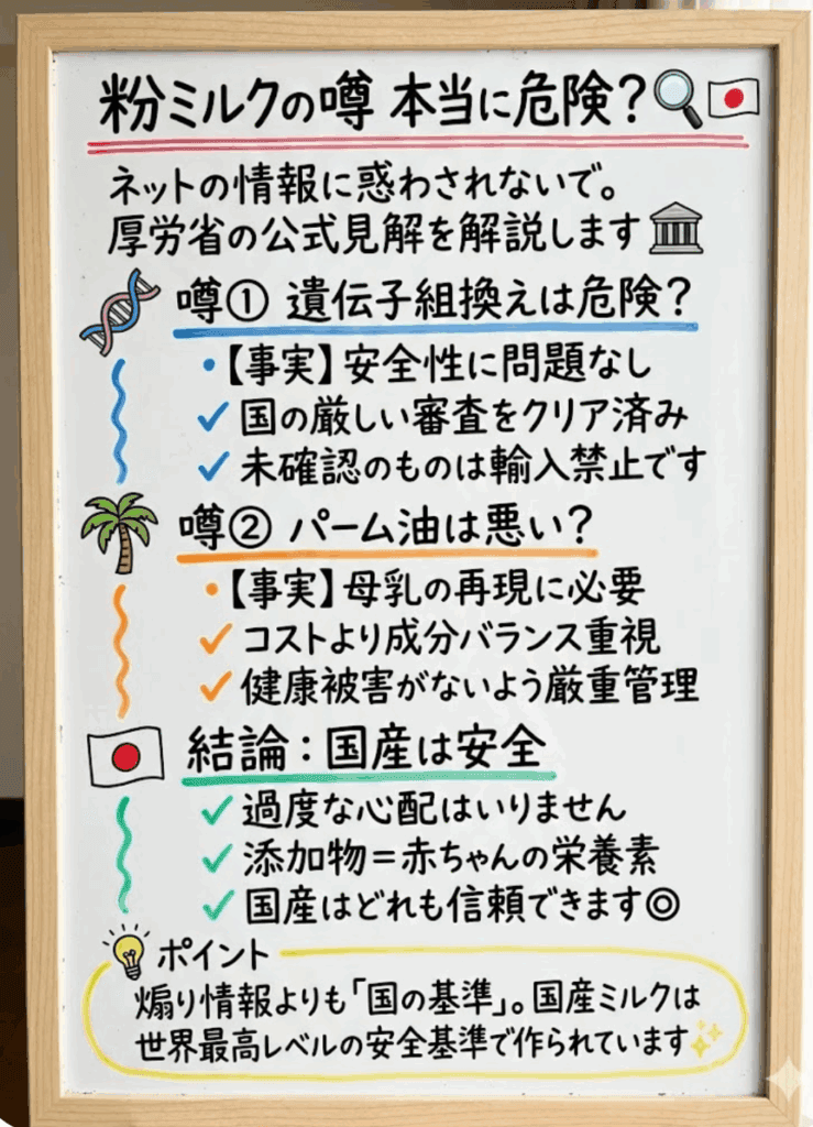【コラム】厚生労働省の見解を解説！「遺伝子組換え」「パーム油」は本当に危険？をわかりやすく説明した図解画像