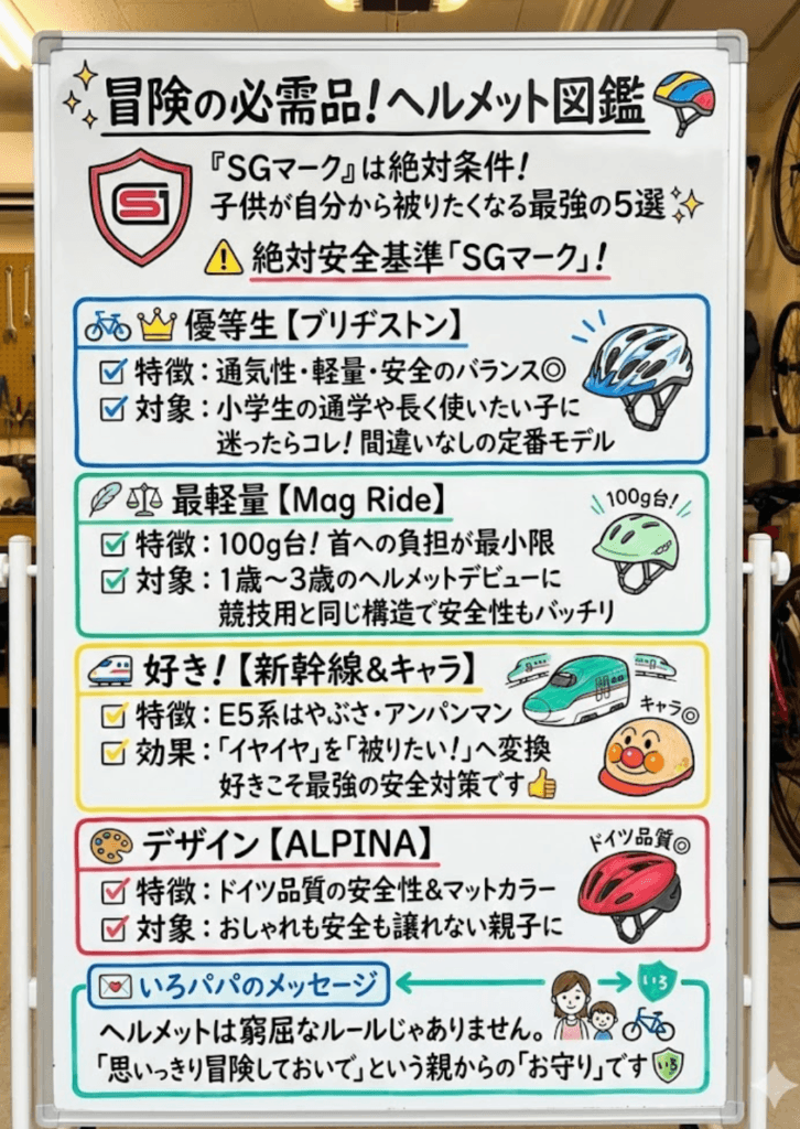 【2025年最新】“命を守る”おすすめ子供用ヘルメット5選をわかりやすく説明した画像
