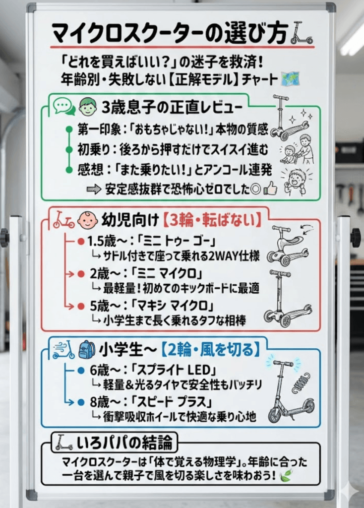 三輪車よりマイクロスクーターが正解な理由と自裁の正直レビューをまとめた画像