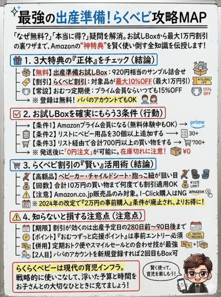 Amazonらくらくベビー|登録無料で神特典が満載!出産準備お試しBoxのもらい方と知らないと損する全知識をわかりやすく説明した画像