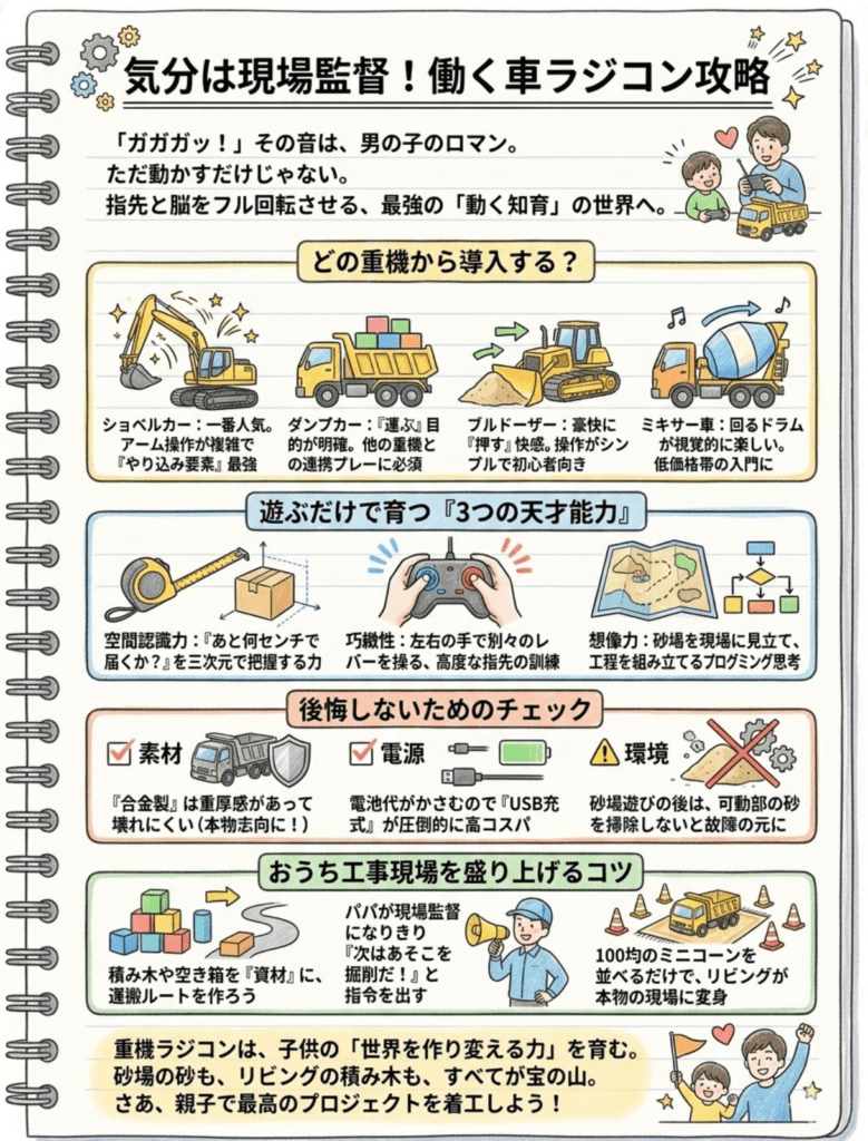 【ダンプカーおもちゃラジコン】気分は現場監督！ショベルカー・ブルドーザーでおうち工事現場をわかりやすく説明した画像