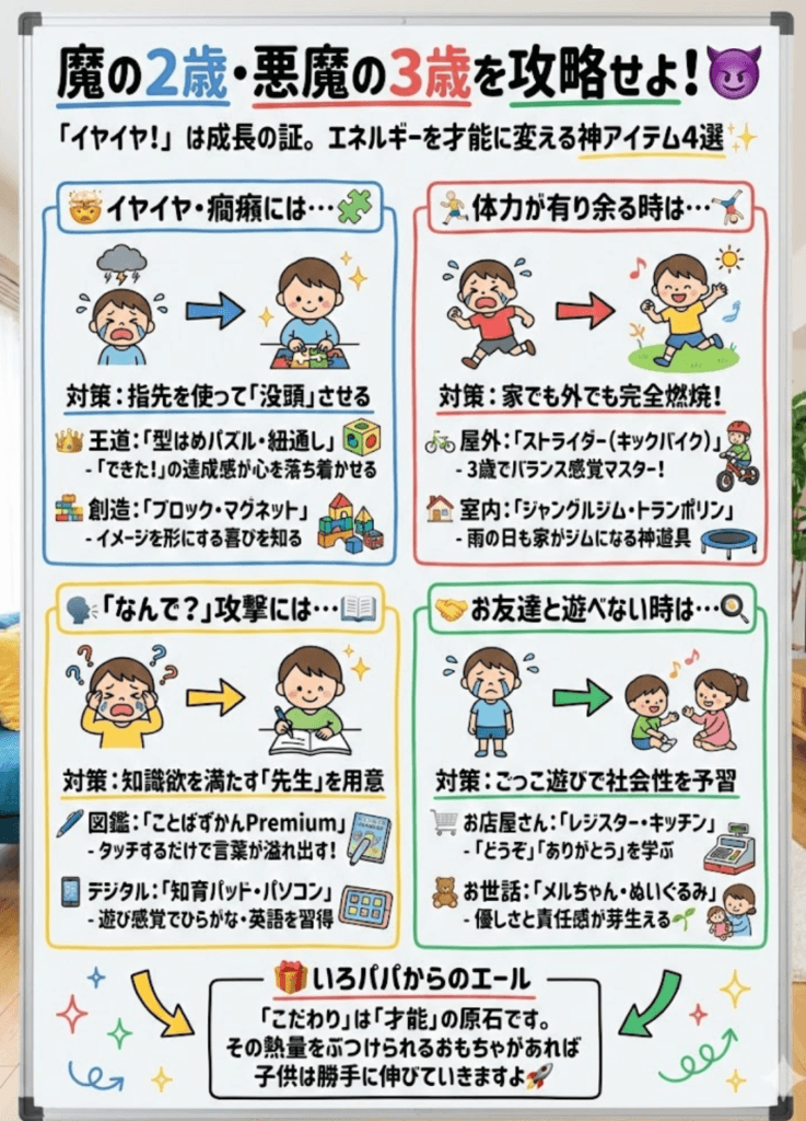 【2歳・3歳】自我と好奇心！「没頭」できるおもちゃをわかりやすく説明した画像