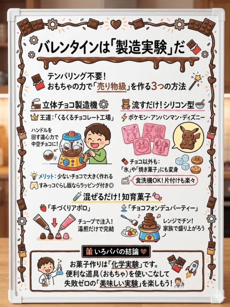【バレンタイン】アンパンマンやポケモンのチョコを作ろう！おすすめ「クッキングトイ」とシリコン型活用術をわかりやすく説明した画像