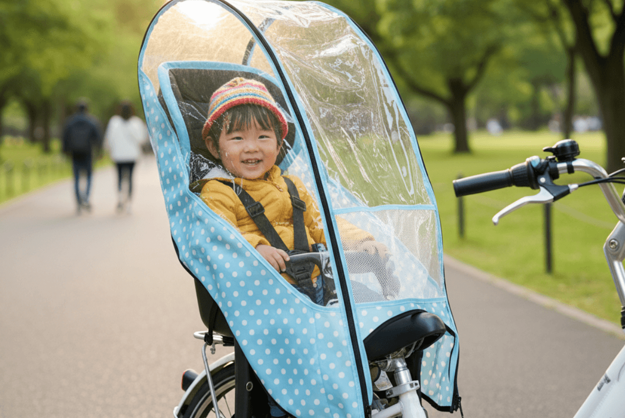 【自転車チャイルドシートカバー】おすすめ比較！つけっぱなしOKなのは？ギュット純正・ノロッカ・日よけ対策まで