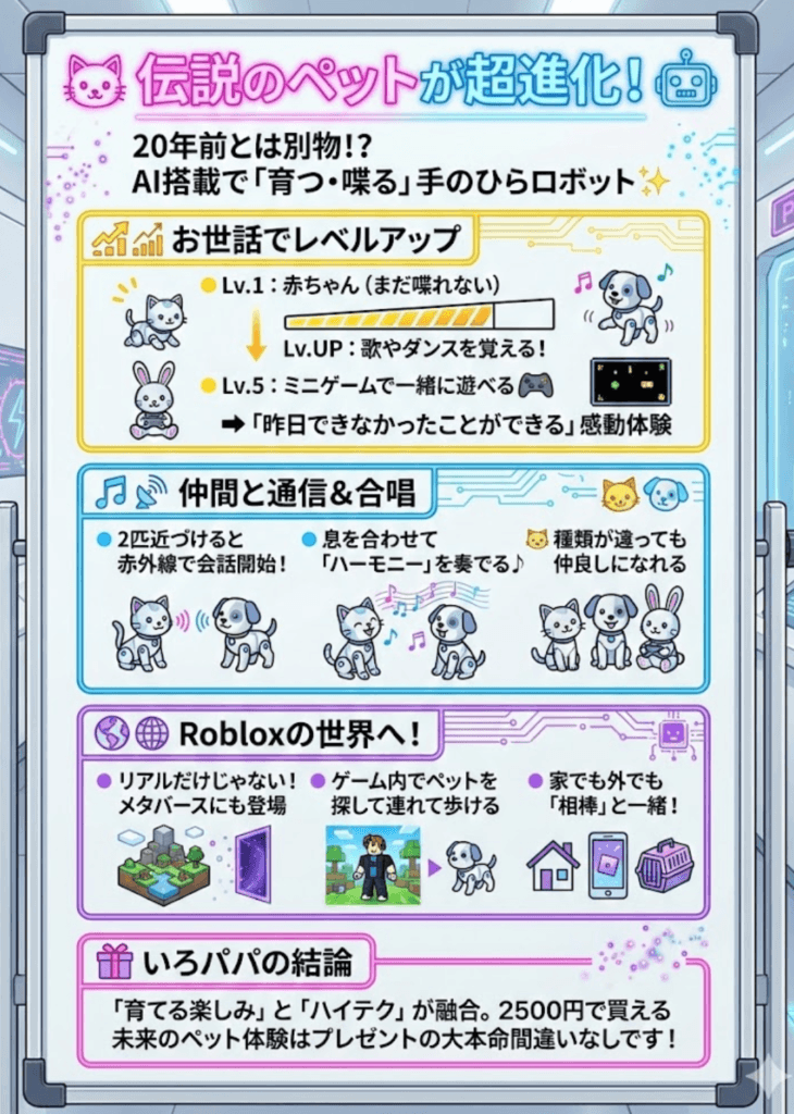 【2026年最新】マイクロペット徹底レビュー！手のひらサイズのAIロボットは「たまごっち」を超えるか？をわかりやすく説明した画像