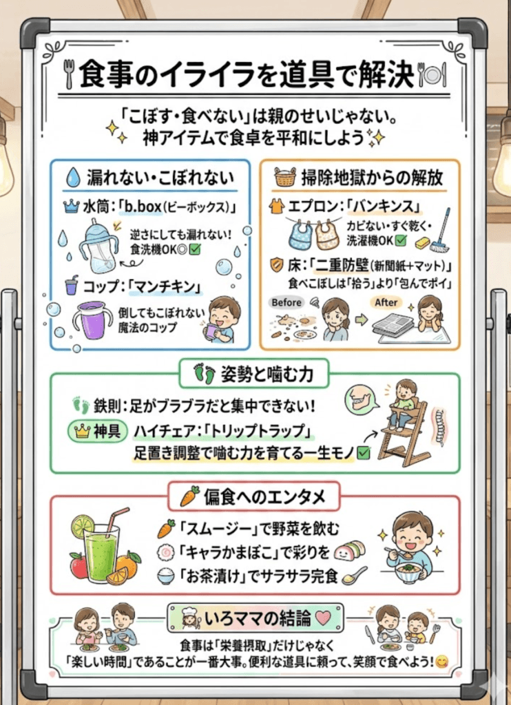 【食事】3歳まで使える「離乳食・水筒」神アイテムと掃除対策をわかりやすく説明した画像