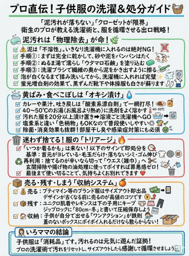 【洗濯・ケア】衛生のプロが教える「泥汚れ・シミ」撃退法と【セレモニー】入学式・卒園式は「買う」か「レンタル」かをわかりやすく説明した画像
