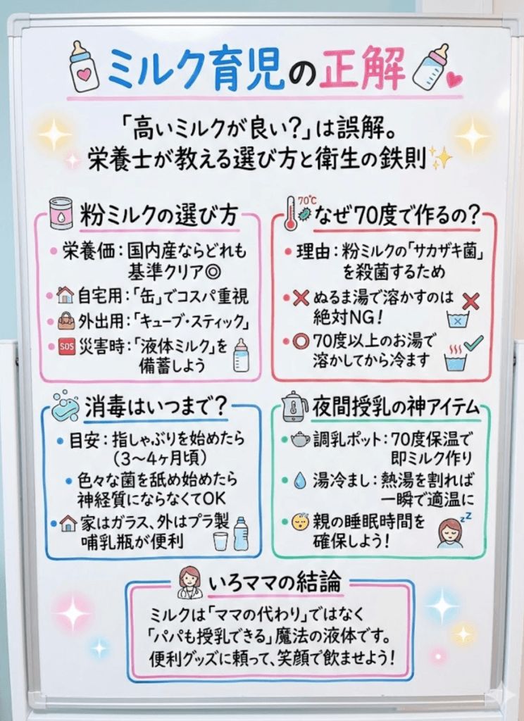 【完全ガイド】粉ミルク・哺乳瓶のおすすめと正しい作り方!栄養士・検査技師が教える消毒と選び方をわかりやすく説明した画像