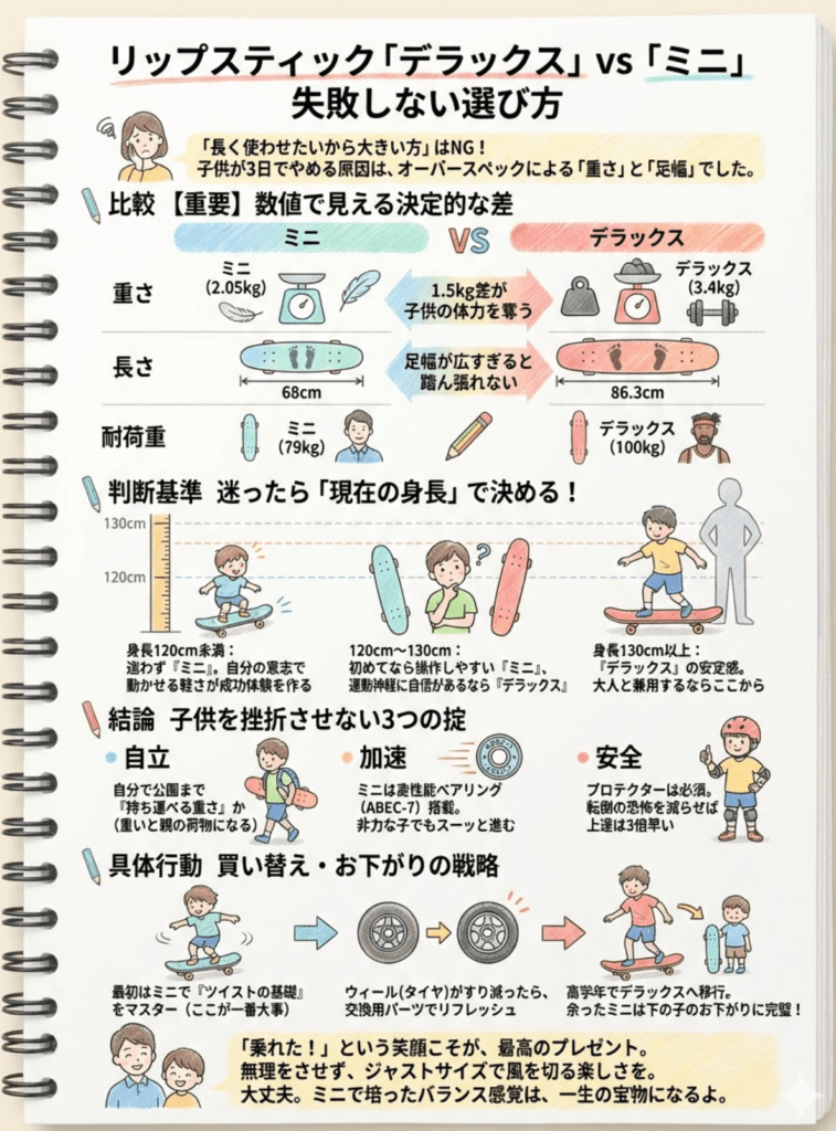 リップスティックデラックスとミニの違い！失敗しない選び方の結論をわかりやすく説明した画像